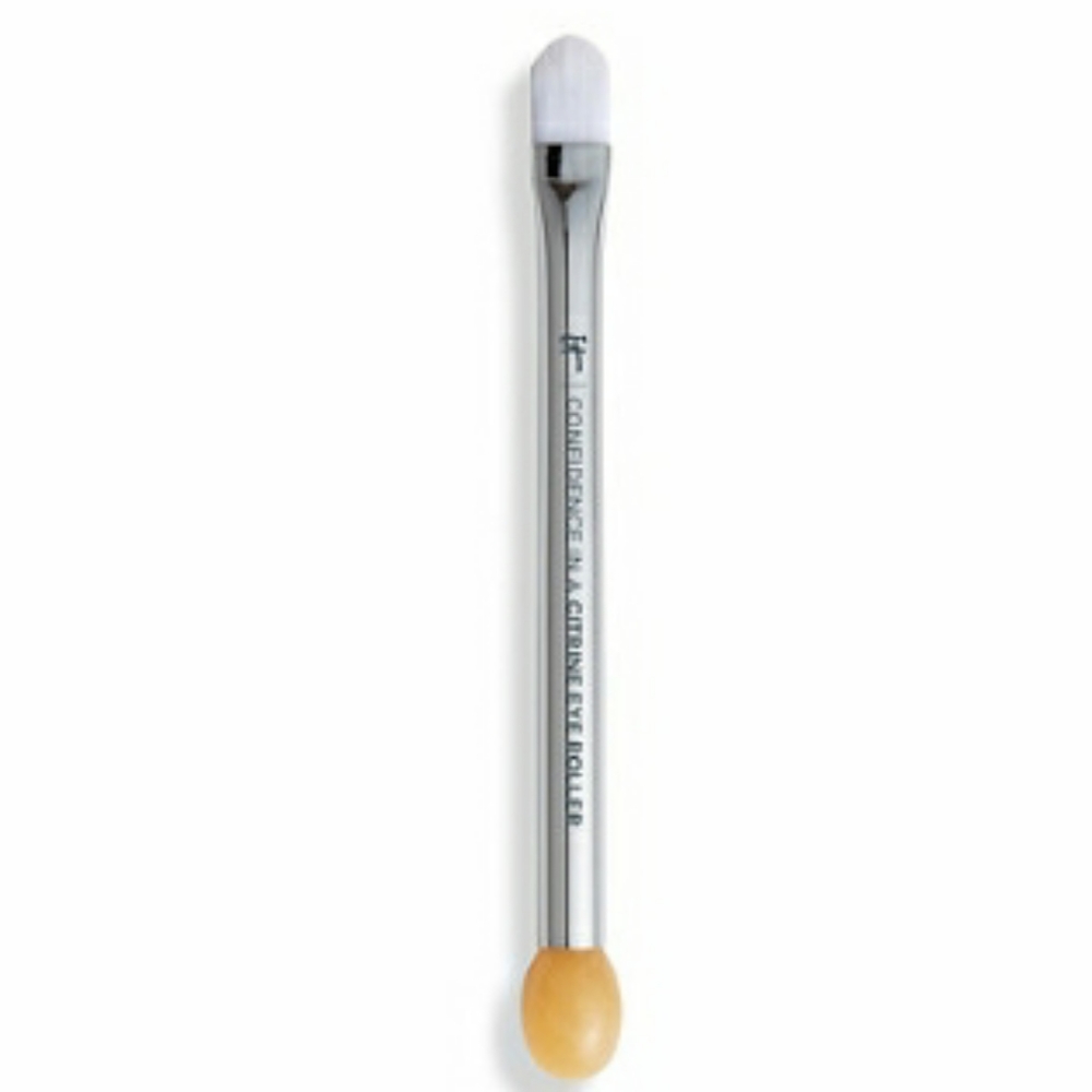 IT COSMETICS CITRINE DUAL-ENDED ANTI-FATIGUE DE-PUFFING TOOL+HEAVENLY SKIN BRUSH